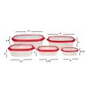 Hds Trading 5 Piece SpillProof  Rectangle Plastic Food Storage  Container with Ventilated, SnapOn  Lids, Red ZOR95980